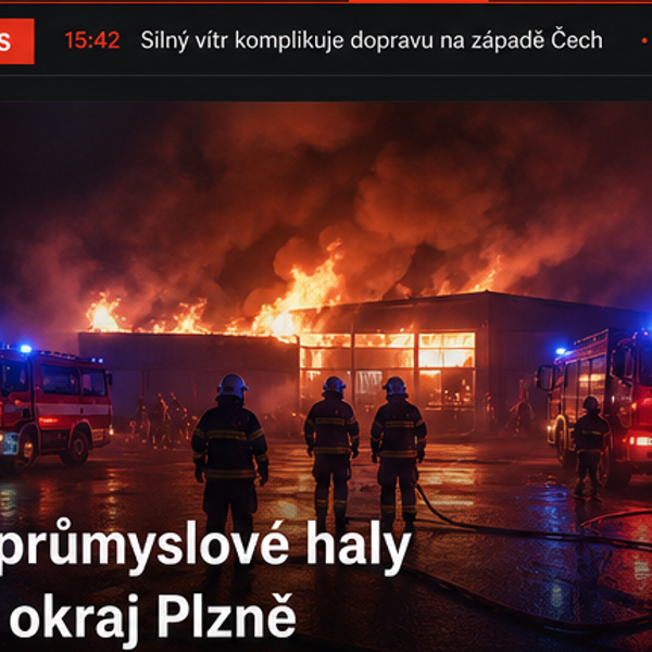 Požár průmyslové haly u Plzně
